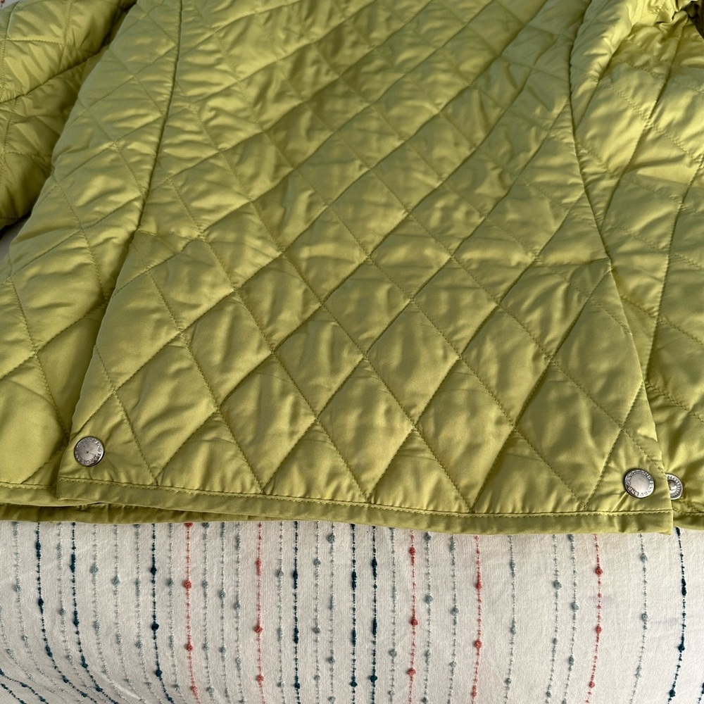 Lands’ End Quilted Jacket Women Small Green Lightweight Zip Coat Snap Pockets - Picture 6 of 7
